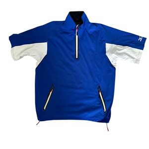 Mizuno ImpermaLite Flex Mens Blue White 1/4 Zip Short Sleeve Golf Windbreaker L